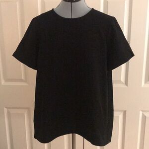 Madewell Black Short Sleeve Blouse Top Back Pleat Basics Size XL